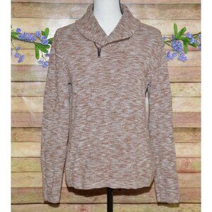 Express Ladies Brown Zip Shawl Collar Sweater Size M Cotton Warm Casual